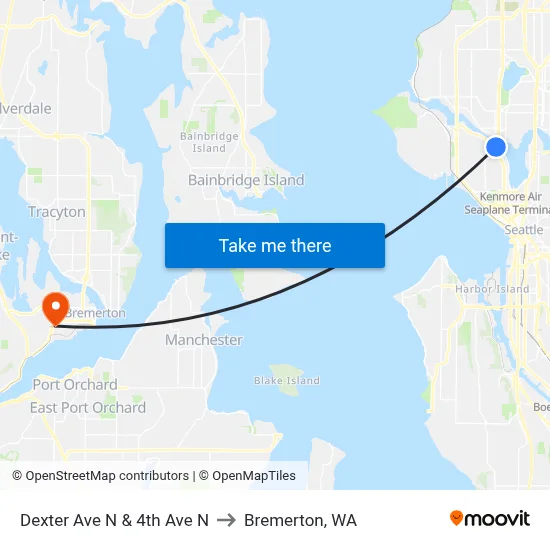 Dexter Ave N & 4th Ave N to Bremerton, WA map