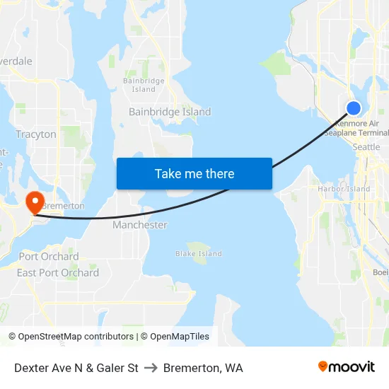 Dexter Ave N & Galer St to Bremerton, WA map
