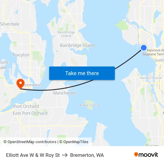 Elliott Ave W & W Roy St to Bremerton, WA map