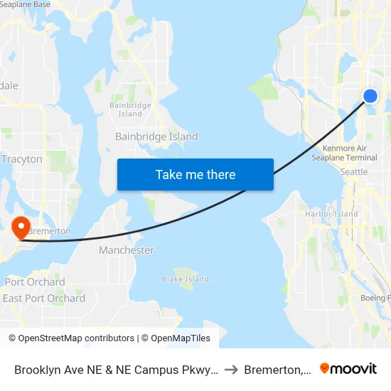 Brooklyn Ave NE & NE Campus Pkwy - Bay 3 to Bremerton, WA map