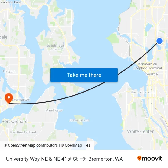 University Way NE & NE 41st St to Bremerton, WA map