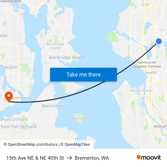 15th Ave NE & NE 40th St to Bremerton, WA map