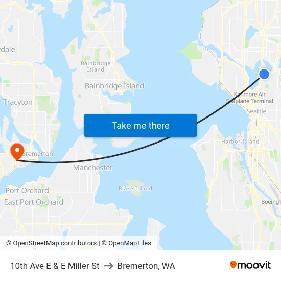 10th Ave E & E Miller St to Bremerton, WA map