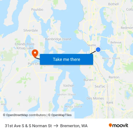 31st Ave S & S Norman St to Bremerton, WA map