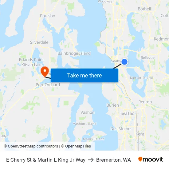 E Cherry St & Martin L King Jr Way to Bremerton, WA map