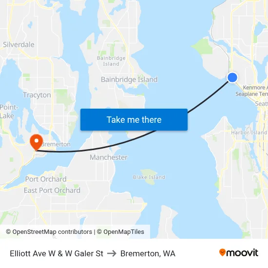 Elliott Ave W & W Galer St to Bremerton, WA map