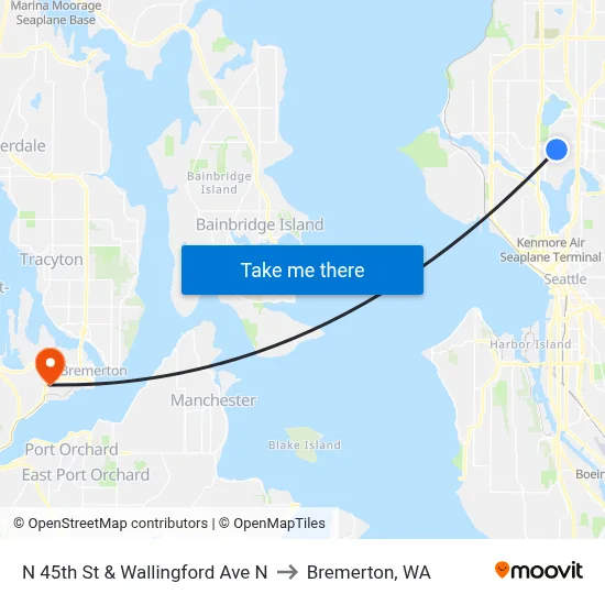N 45th St & Wallingford Ave N to Bremerton, WA map