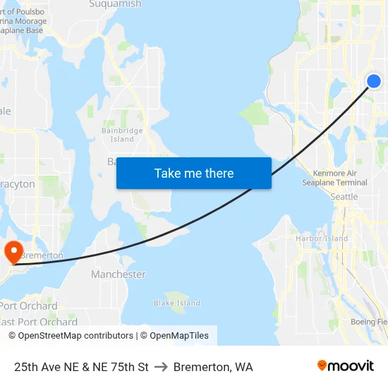 25th Ave NE & NE 75th St to Bremerton, WA map