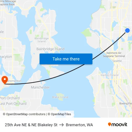 25th Ave NE & NE Blakeley St to Bremerton, WA map