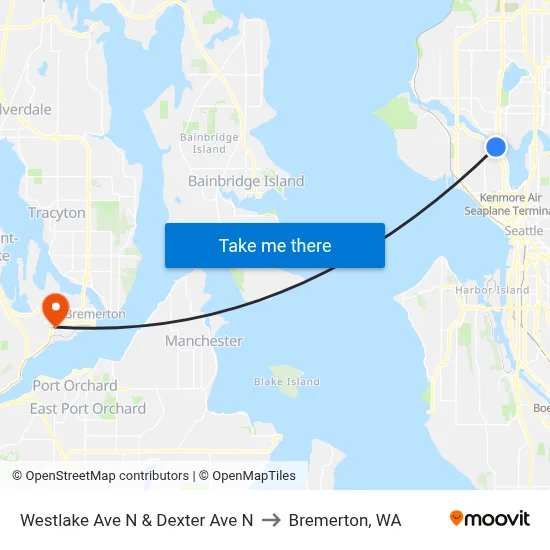Westlake Ave N & Dexter Ave N to Bremerton, WA map