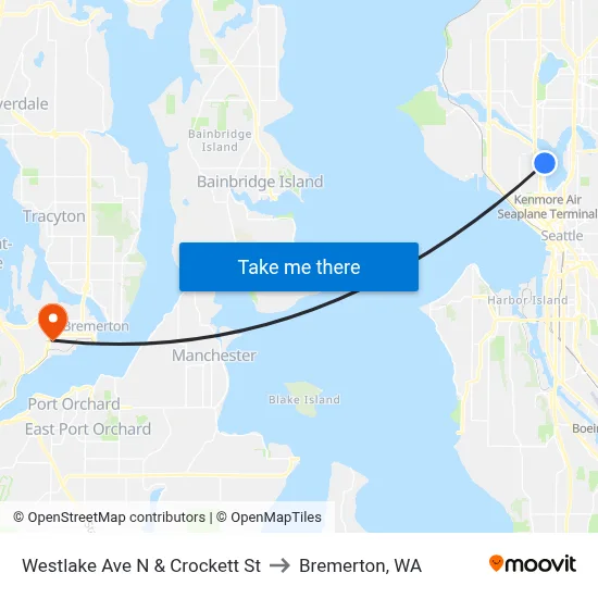Westlake Ave N & Crockett St to Bremerton, WA map