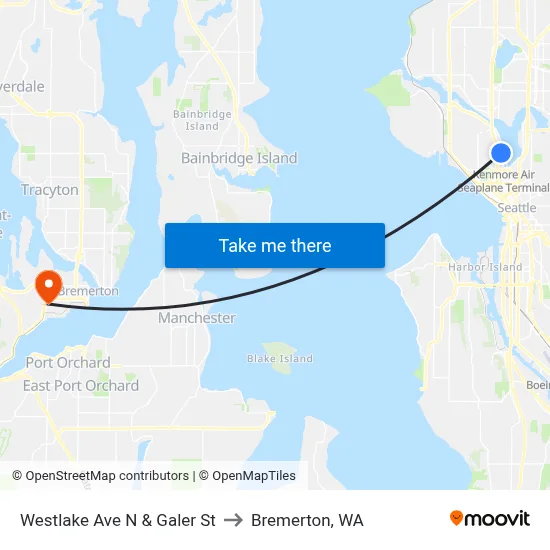 Westlake Ave N & Galer St to Bremerton, WA map