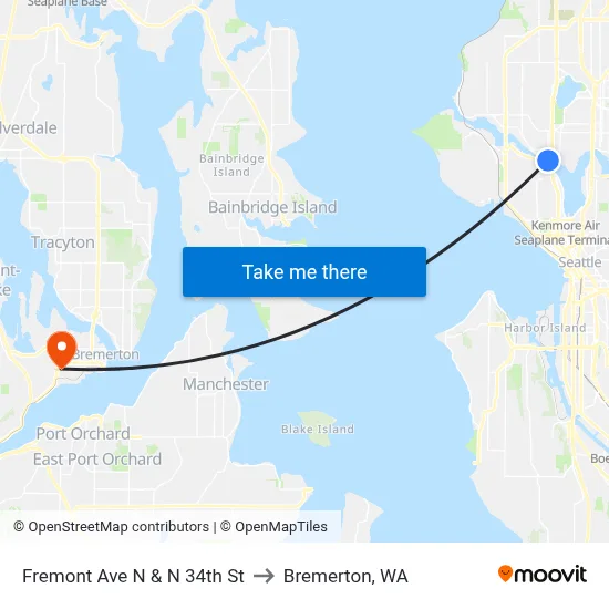 Fremont Ave N & N 34th St to Bremerton, WA map