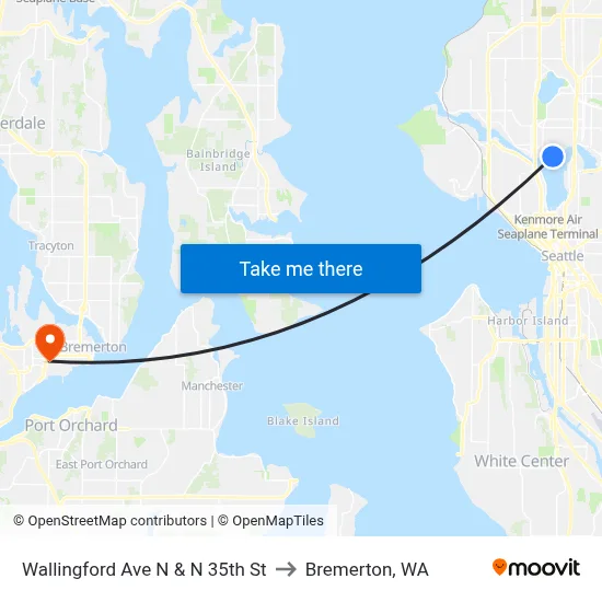 Wallingford Ave N & N 35th St to Bremerton, WA map