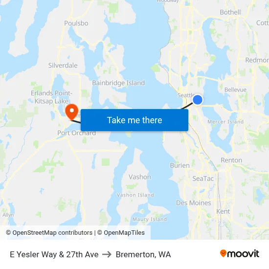 E Yesler Way & 27th Ave to Bremerton, WA map