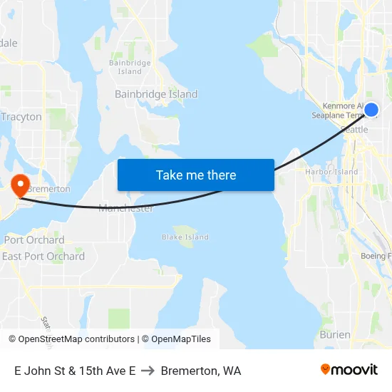 E John St & 15th Ave E to Bremerton, WA map