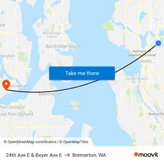 24th Ave E & Boyer Ave E to Bremerton, WA map