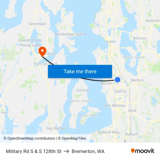 Military Rd S & S 128th St to Bremerton, WA map