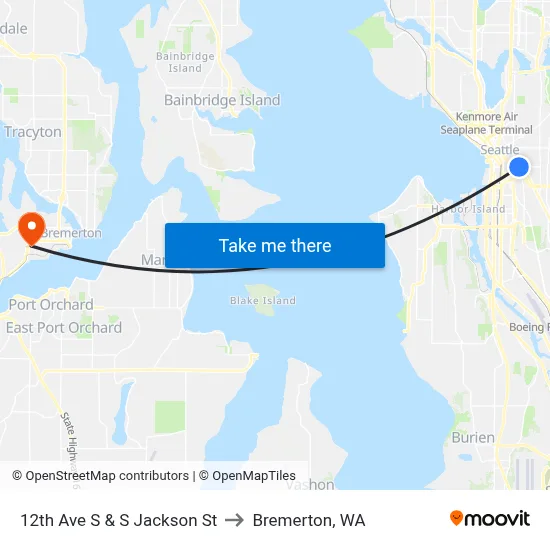 12th Ave S & S Jackson St to Bremerton, WA map
