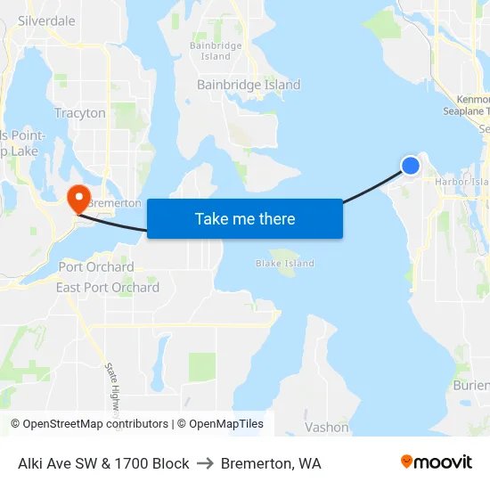 Alki Ave SW & 1700 Block to Bremerton, WA map