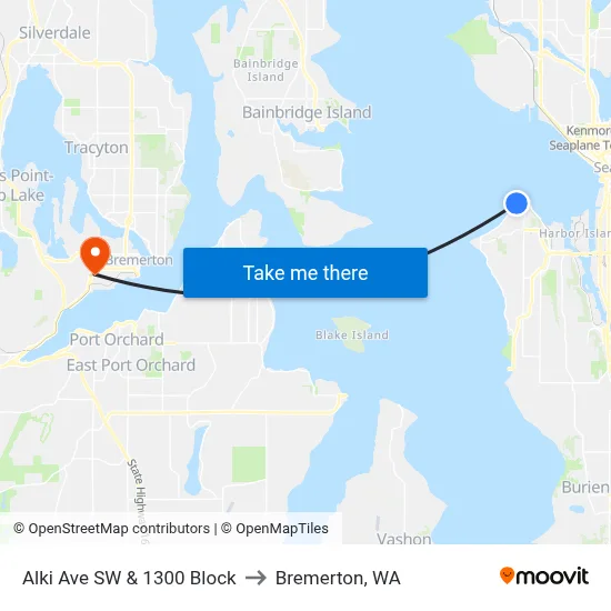Alki Ave SW & 1300 Block to Bremerton, WA map