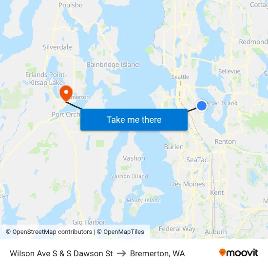 Wilson Ave S & S Dawson St to Bremerton, WA map