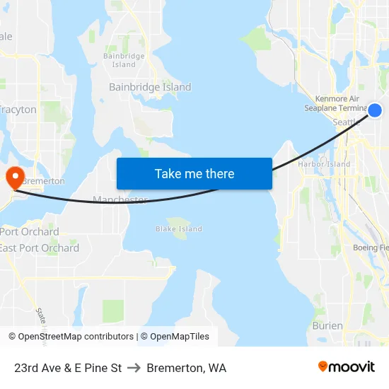 23rd Ave & E Pine St to Bremerton, WA map