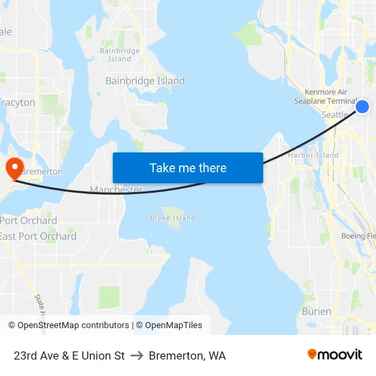 23rd Ave & E Union St to Bremerton, WA map