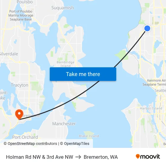 Holman Rd NW & 3rd Ave NW to Bremerton, WA map