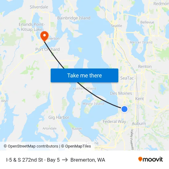 I-5 & S 272nd St - Bay 5 to Bremerton, WA map