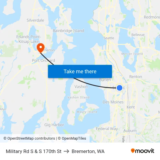 Military Rd S & S 170th St to Bremerton, WA map