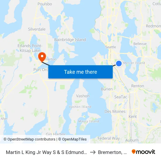 Martin L King Jr Way S & S Edmunds St to Bremerton, WA map
