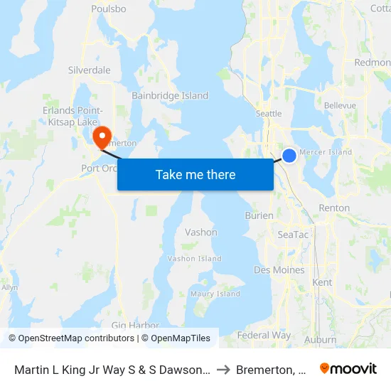 Martin L King Jr Way S & S Dawson St to Bremerton, WA map
