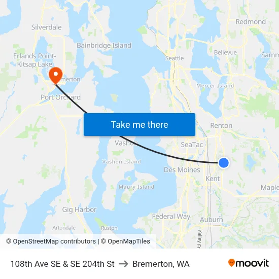 108th Ave SE & SE 204th St to Bremerton, WA map
