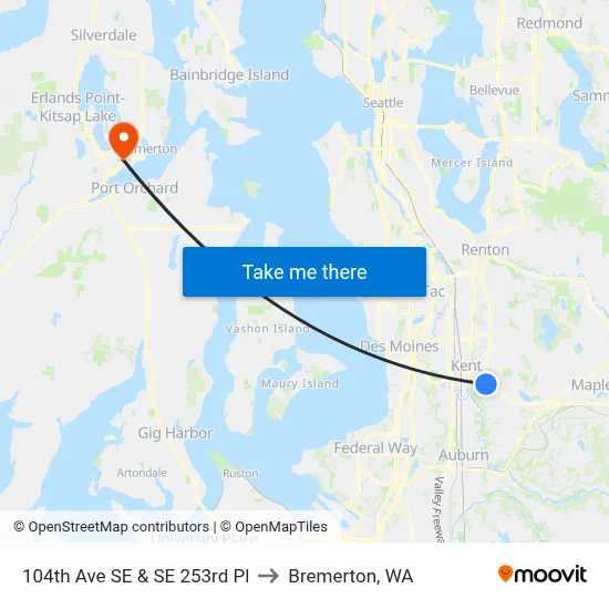 104th Ave SE & SE 253rd Pl to Bremerton, WA map