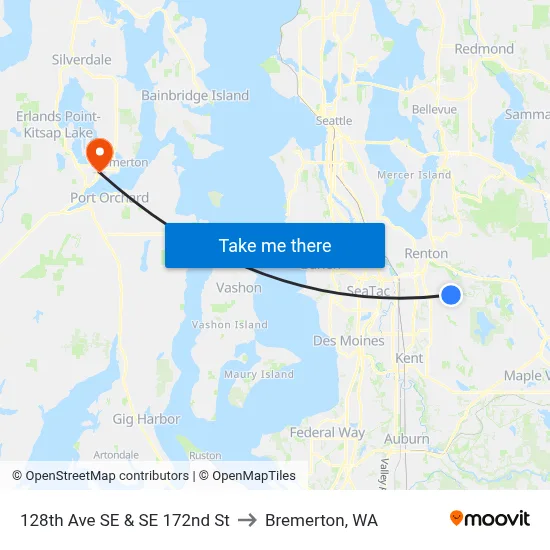 128th Ave SE & SE 172nd St to Bremerton, WA map