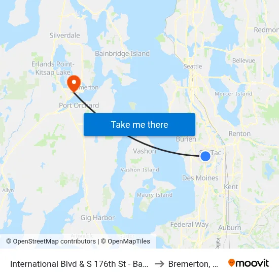 International Blvd & S 176th St - Bay 2 to Bremerton, WA map