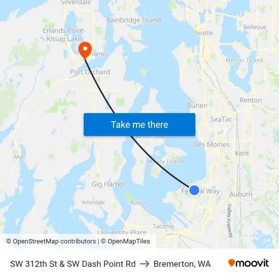SW 312th St & SW Dash Point Rd to Bremerton, WA map