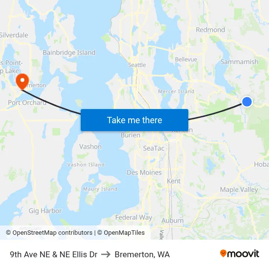 9th Ave NE & NE Ellis Dr to Bremerton, WA map
