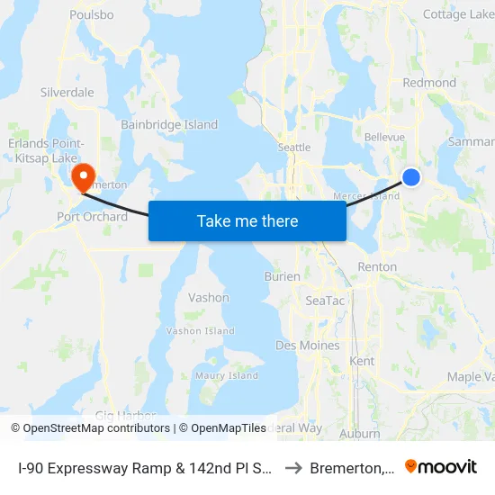 I-90 Expressway Ramp & 142nd Pl SE - Bay 4 to Bremerton, WA map