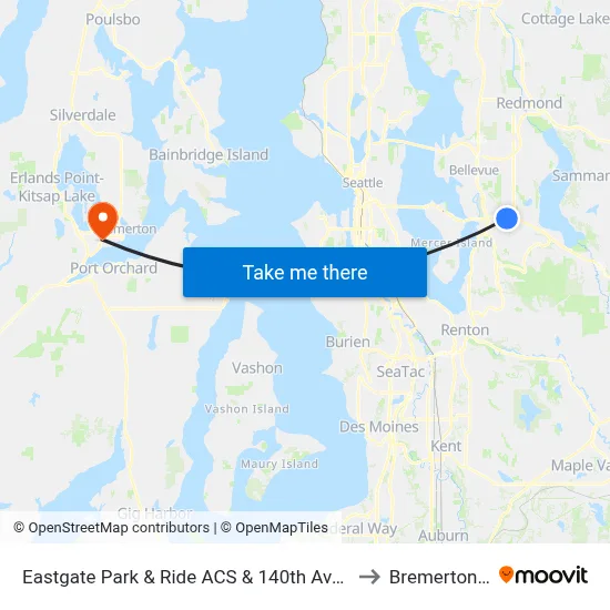 Eastgate Park & Ride ACS & 140th Ave SE - Bay 2 to Bremerton, WA map