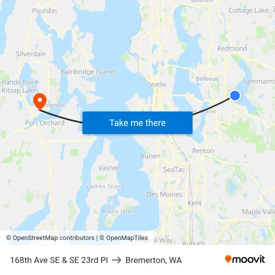 168th Ave SE & SE 23rd Pl to Bremerton, WA map