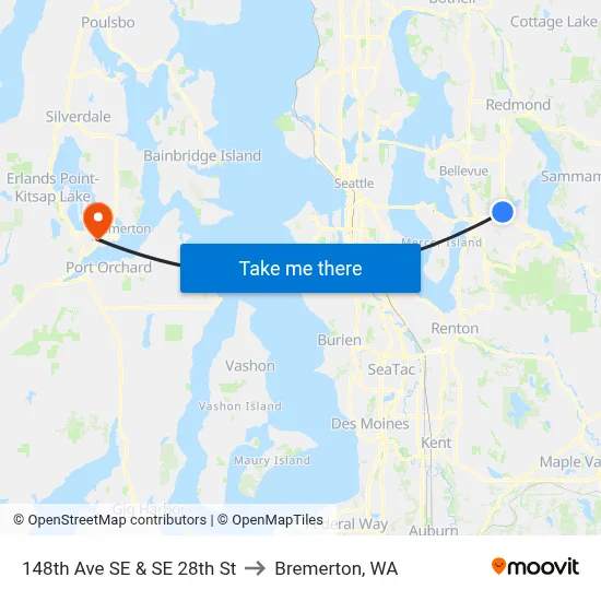 148th Ave SE & SE 28th St to Bremerton, WA map