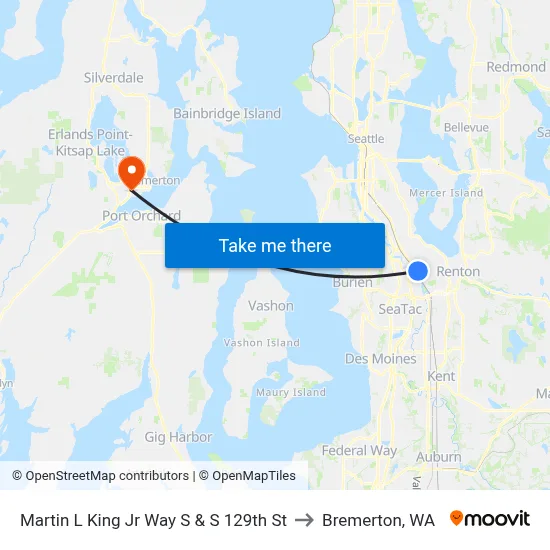Martin L King Jr Way S & S 129th St to Bremerton, WA map