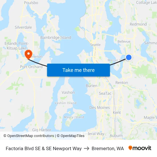 Factoria Blvd SE & SE Newport Way to Bremerton, WA map