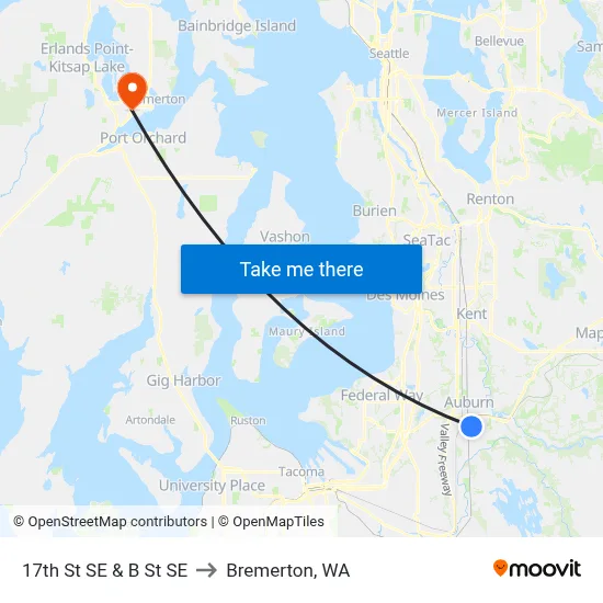 17th St SE & B St SE to Bremerton, WA map