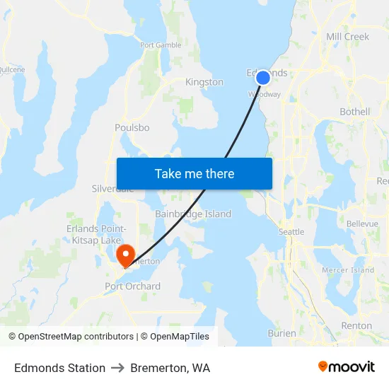 Edmonds Station to Bremerton, WA map