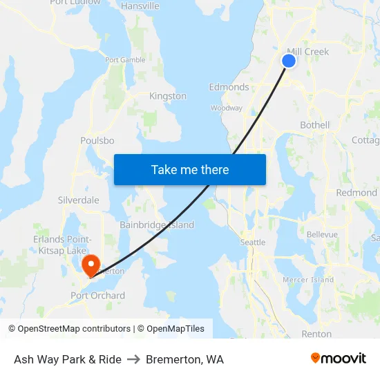 Ash Way Park & Ride to Bremerton, WA map