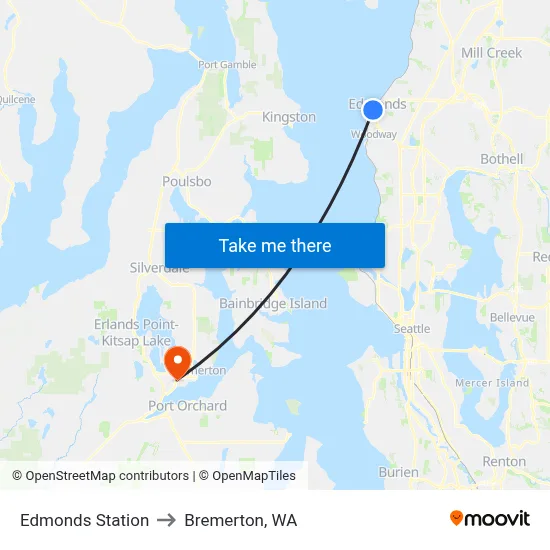Edmonds Station to Bremerton, WA map