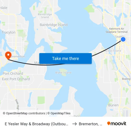 E Yesler Way & Broadway (Outbound) to Bremerton, WA map